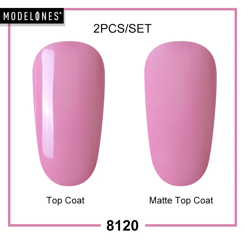 8120 MATTE TOP COAT Modelones, 2 шт./лот, Матовый верхний слой, набор гель-лаков для ногтей, сделай сам, матовый эффект, светодиодный Гель-лак для ногтей, наборы, Полупостоянный УФ-Гибридный гель - Цвет: 8120 MATTE TOP COAT