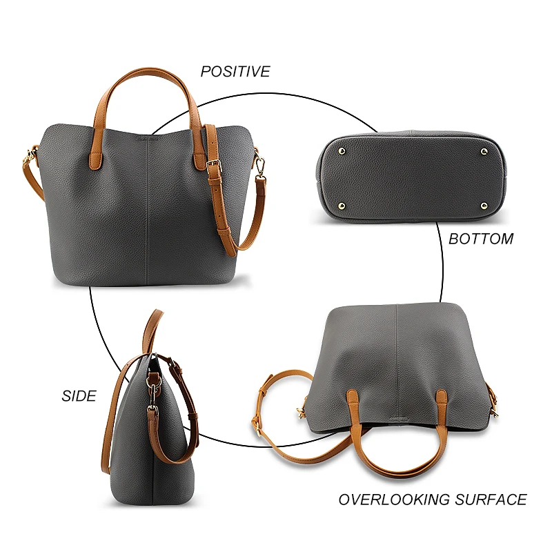 VVKing Винтаж Дамские туфли из pu искусственной кожи Tote сумка ведро дамы сплошной