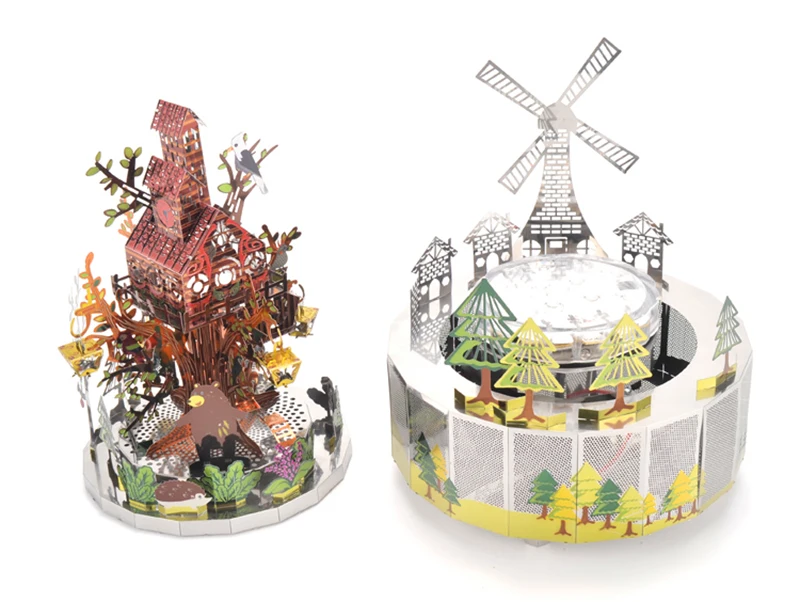 Forest Frenzy Theme Music Boxes DIY Metal Music Box with Music Light Rotation Adult Birthday Gift Present For Children