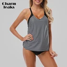 Charmleaks Женский комплект танкини полосатый купальник с лямкой через шею купальник с мягкой повязкой бикини купальный костюм Пляжная одежда бикини