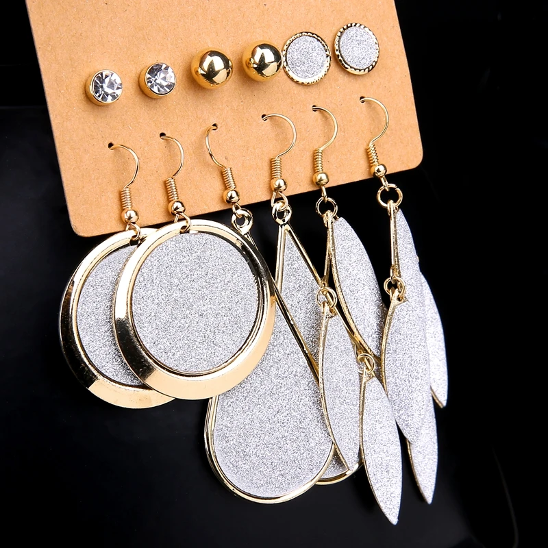 Danze 6 пар/лот золото Цвет Винтаж панк капли воды листьев матовые Кристаллические