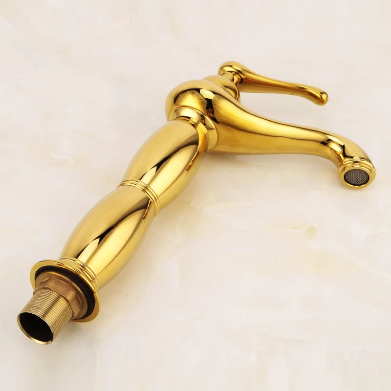 Золотистый смеситель в европейском стиле для раковины горячей и холодной воды