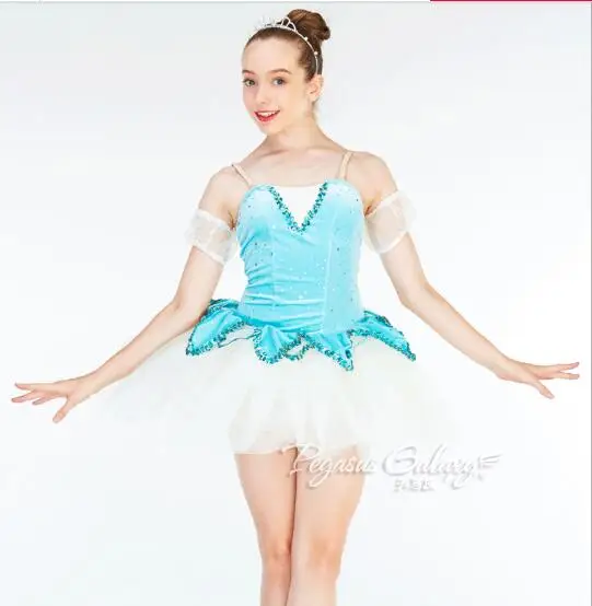 Балетное платье для танцев балетное взрослых детское пачка синего цвета размер S