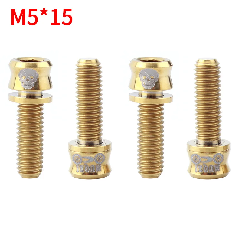 M5-15 Gold MUQZI, горный велосипед, шоссейный велосипед с фиксированной передачей, складной велосипед, руль, титановый сплав, винт M5* 15/17/19 - Цвет: M5-15 Gold