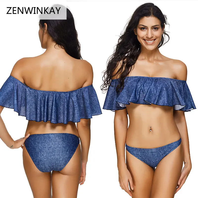 2019 с оборками на плечах сексуальный танкини одежда для плавания купальные