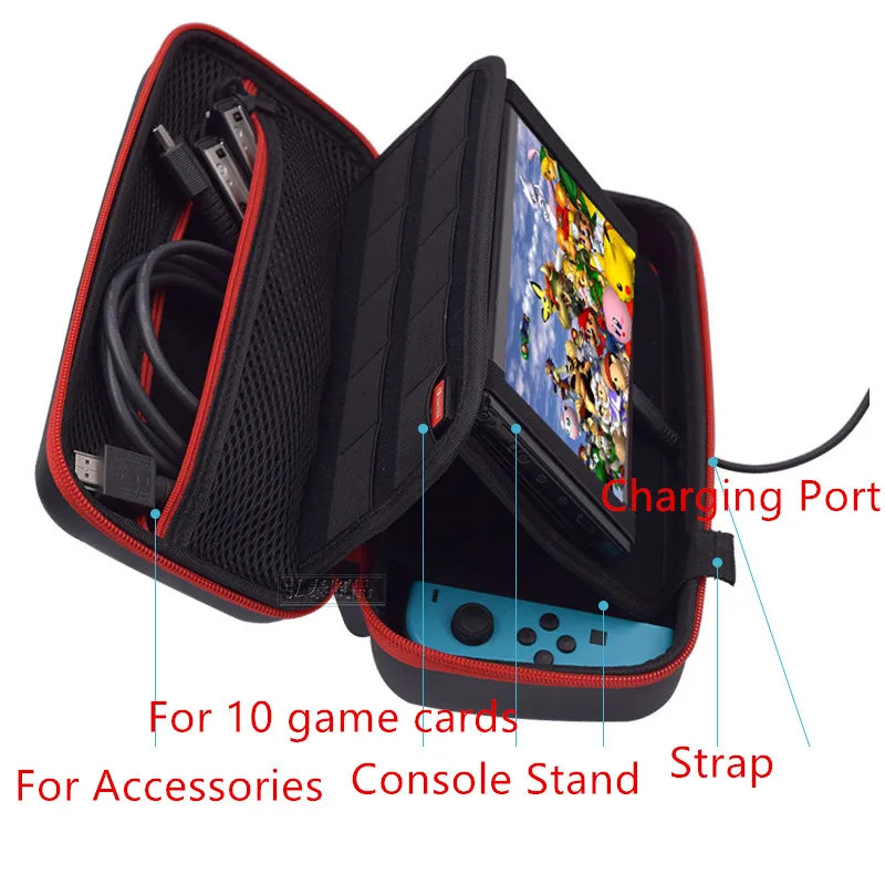 Nintend Switch NS Console PU Carrying Storage Waterproof Bag Grip Case Shell HD Screen Protector Silicone Cap 8 In 1 Kit | Электроника