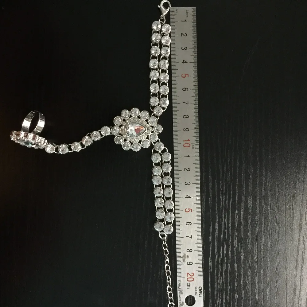 Ручной работы Kundan камни ручной цепи ручной jewellery Panja палец браслет