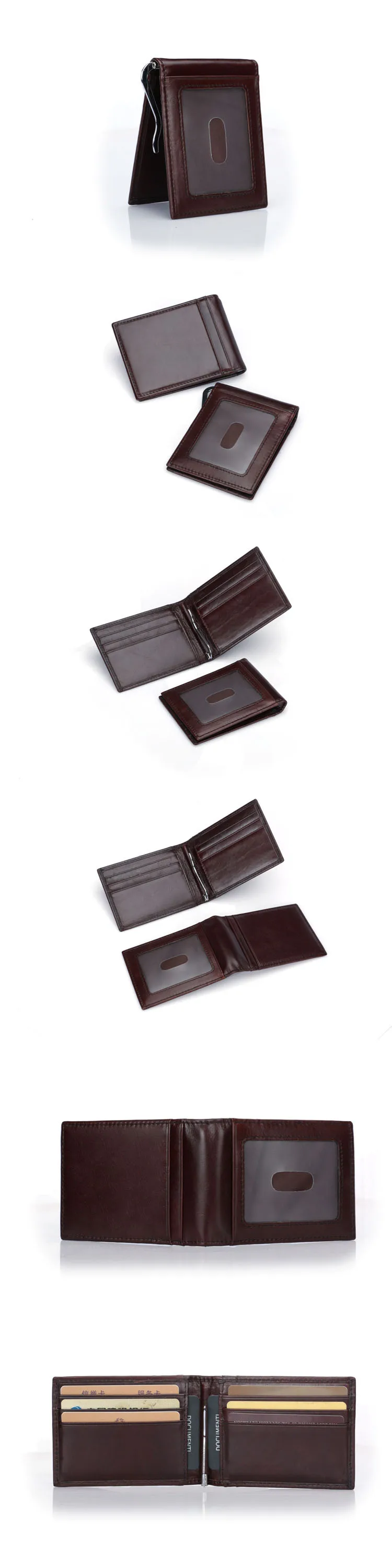 Weduoduo Top Quality Wallet Men Money Clip Mini Wallets Male Vintage Style Brown Black Purse Genunie Leather business wallet