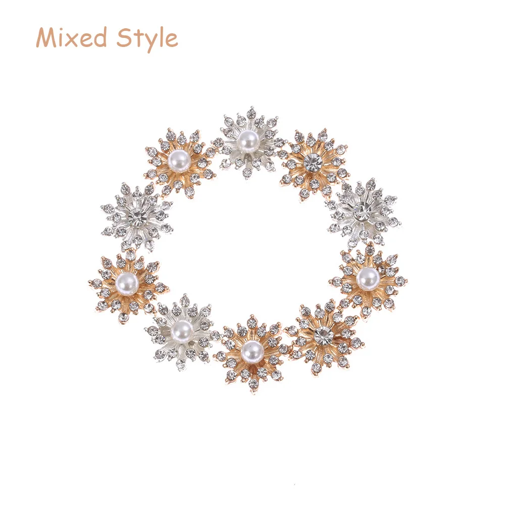 Mixed Style 10 шт./компл. цветок Стразы пуговицы с перламутровыми пуговицами Свадебные украшения DIY сплава со стразами идеально сочетаются с нарядным Cryustal лук аксессуары инструменты для украшения - Цвет: Mixed Style