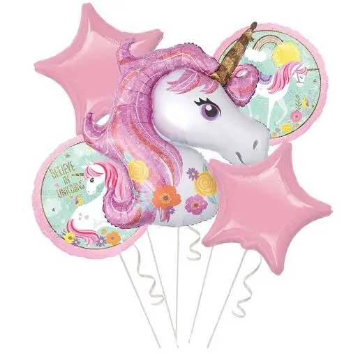 Unicorn Set C 1 шт., 100*97 см, розовая маленькая лошадка, пони, фольгированные гелиевые шары воздушные шарики, детские игрушки на свадьбу, день рождения, животные, единорог, вечерние принадлежности для декора - Цвет: Unicorn Set C
