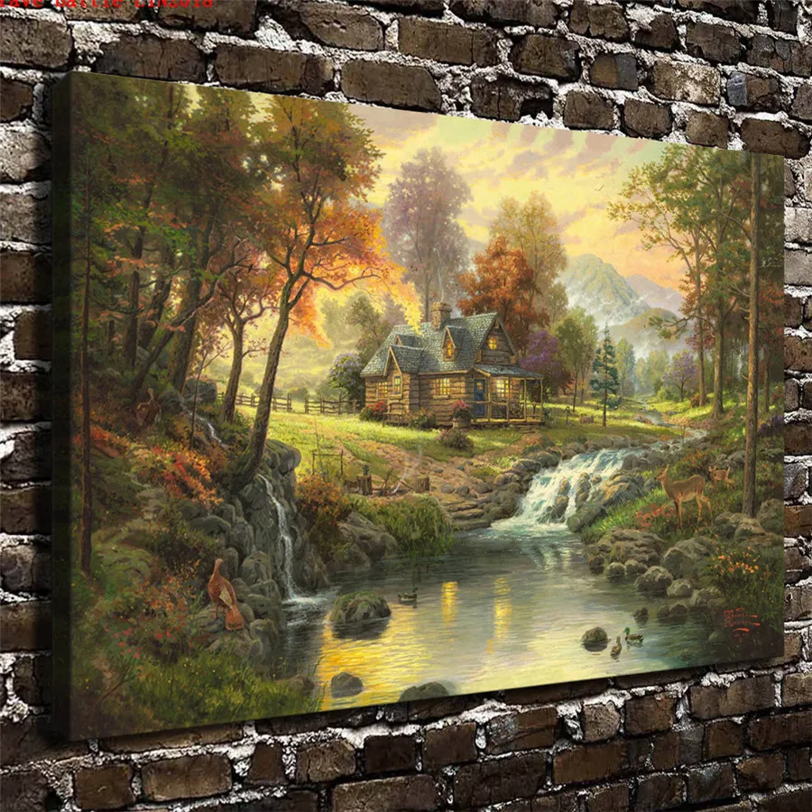 Томас Кинкейд горный отступление холст для живописи принт Гостиная домашний