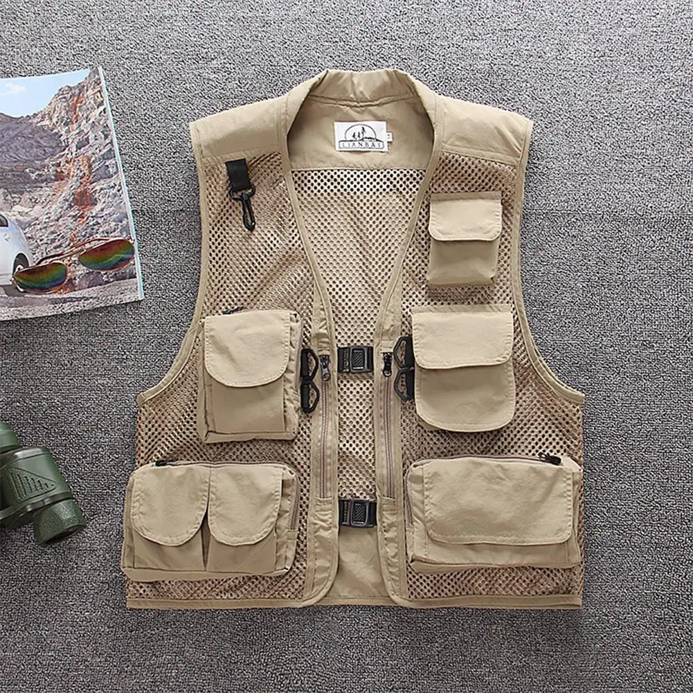Beige Нет открытый мужской pesca fly рыболовный жилет Мульти-карман дышащий сетчатый походный охотничий жилет Профессиональная мужская куртка - Цвет: Beige