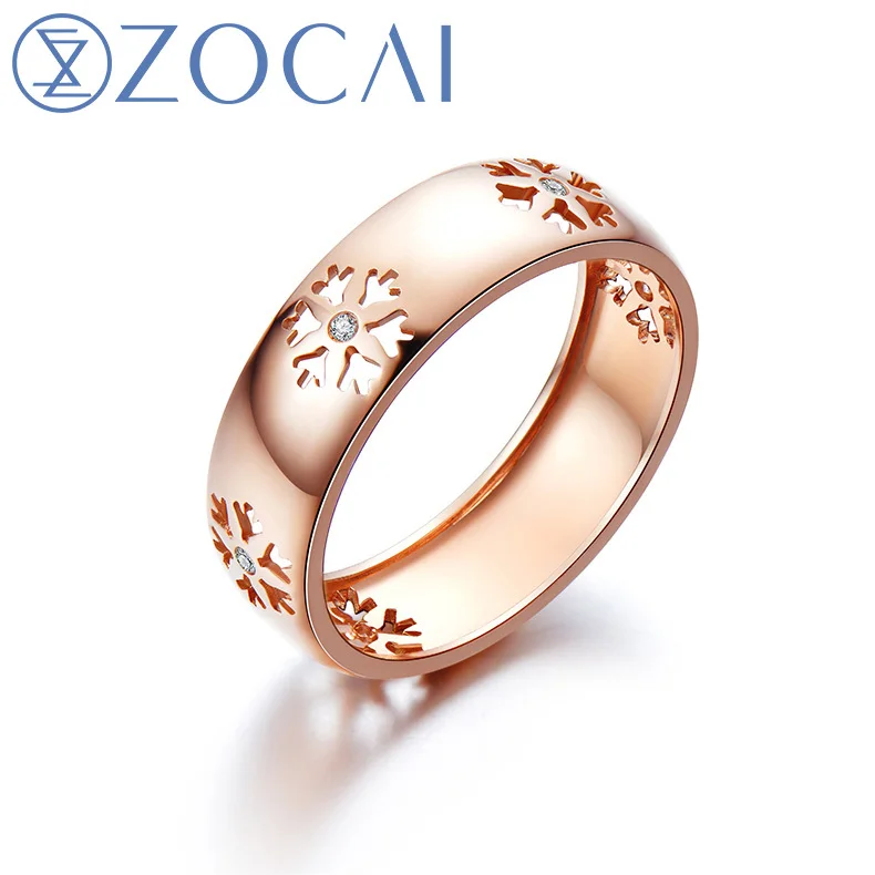 

ZOCAI New Arrival ICE and FIRE Series 0.01 Ct Real Diamond Ring 18K Rose gold women wedding ring W80042T
