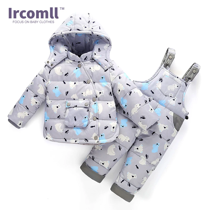 Ircomll 2017 зимний детский комплект из 2 предметов пальто на утином пуху + комбинезоны