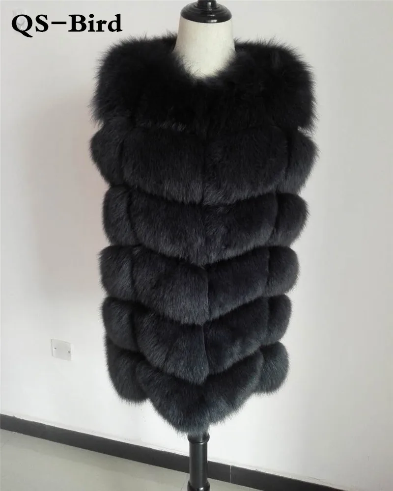 Жилет из лисьего меха новинка 2018 Модный зимний женский жилет натурального 70 см