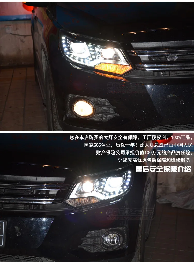 KOWELL автомобильный Стайлинг для VW Tiguan фары 2013 Tiguan светодиодный фонарь светодиодный DRL Биксеноновые линзы фары дальнего ближнего света для парковки