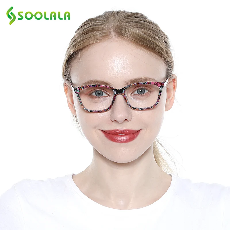SOOLALA, очки для чтения с принтом, женские, мужские, весенние, шарнирные, карманные, очки для чтения с подходящей сумкой+ 1,0, 1,25, 1,5, 1,75, 4,0