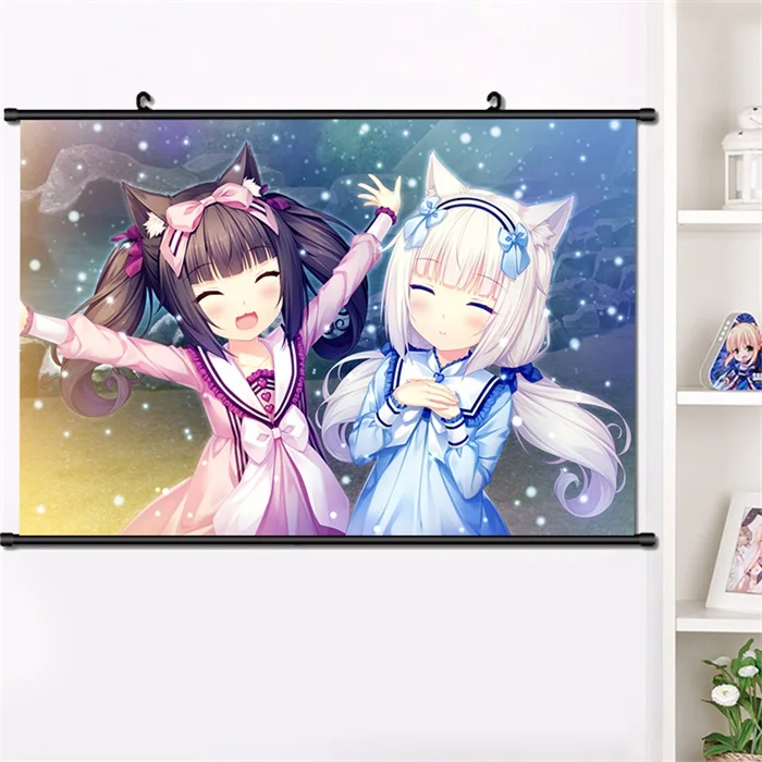 C Аниме NEKOPARA Chocolat ванильный Azuki кокосовый настенный Свиток Плакат манга настенные подвесные плакаты модное украшение дома 40*60 см - Цвет: C