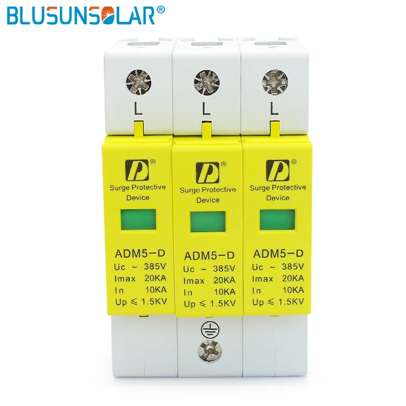 Bulsunsolarвысокое Качество 3P 20 ка 110 В 220 в 385 AC Din рейка SPD Защита от перенапряжения