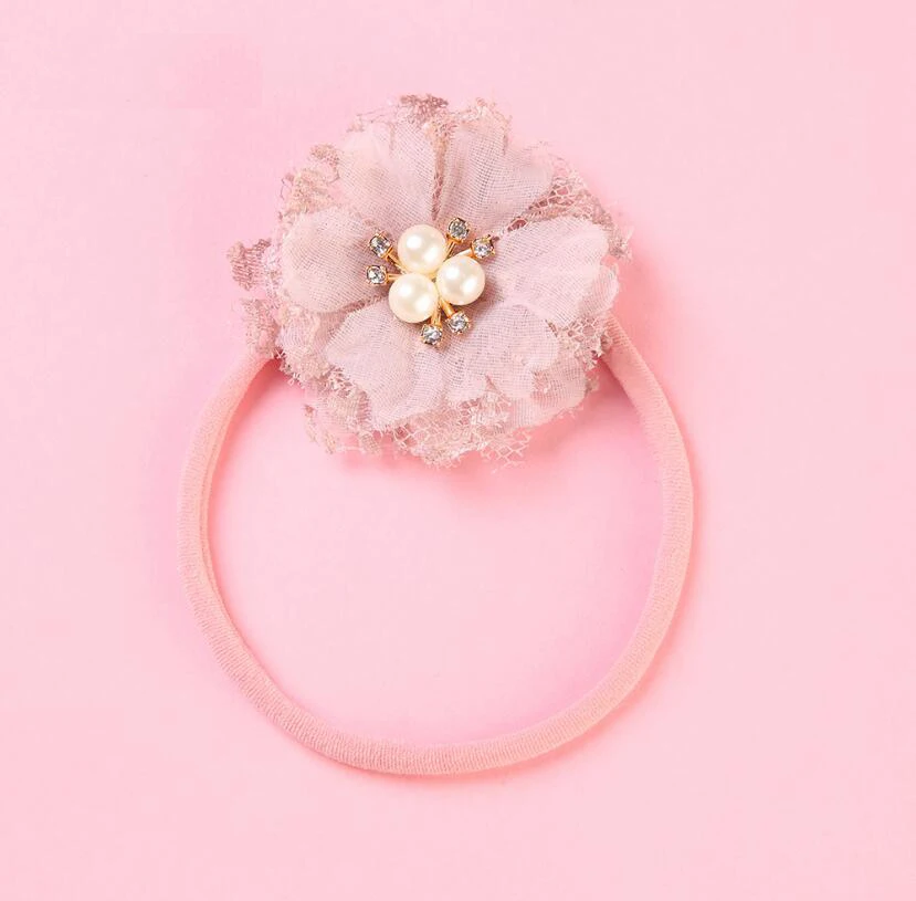 

36pcs/lot 7 Colors Top Quality Boutique Girls Infant Lace Flower With Nylon Headbands Kids Girls Hair Accessories