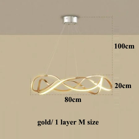 gold 80cm 1 layer Современный Диммируемый светодиодный светильник-люстра из алюминия для гостиной, светодиодные подвесные люстры, лампа для столовой, светодиодный подвесной светильник, светильники - Цвет абажура: gold 80cm 1 layer