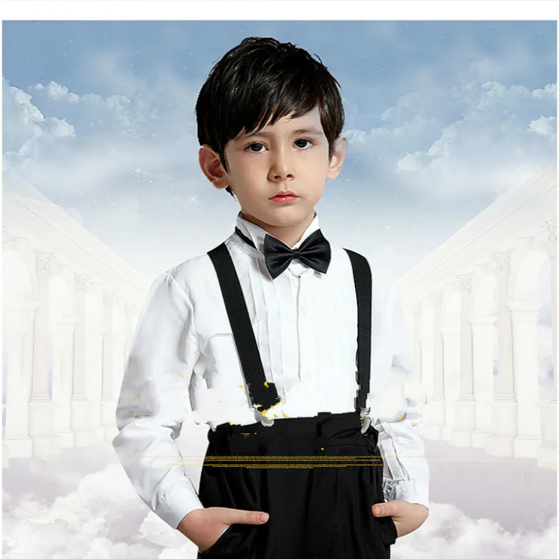 2019 Summer New Baby Shirt Children Casual Student Short Sleeve Shirt/White Long Bow Lapel Buttons |
