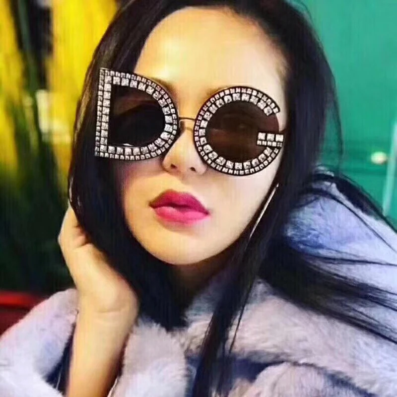 2018 Новый Для женщин квадратный Стразы Солнцезащитные очки Кристалл Дизайн