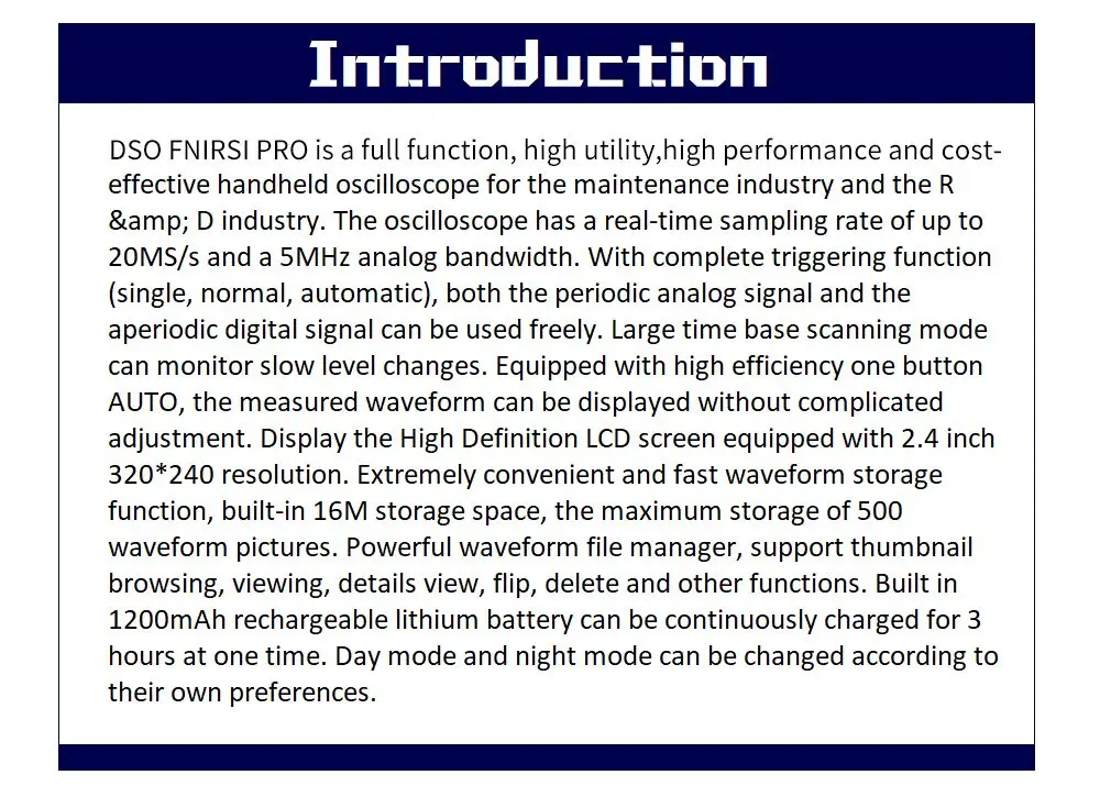 DSO FNIRSI PRO Портативный мини цифровой осциллограф 5 м пропускная способность 20MSps частота дискретизации с P6020 BNC стандартный зонд