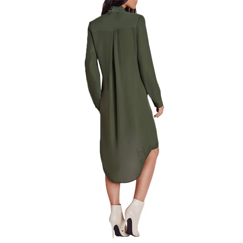 Женское шифоновое платье туника с длинным рукавом офисное свободного кроя