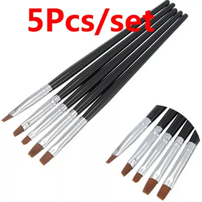 5pcs Style 1 5 шт./компл. нейл-арта с плоским верхом кисти гель Советы нейл-арта салон акриловый УФ-гель для салона Ручка DIY Живопись Рисунок ногтей щетки для полировки - Цвет: 5pcs Style 1