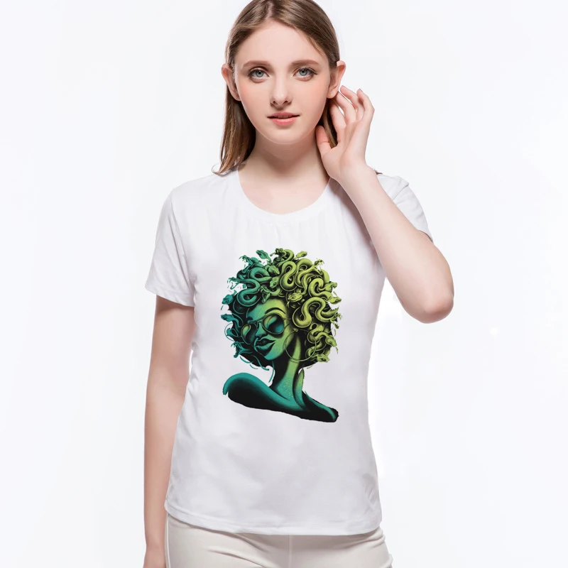 Летние Аниме футболки женская футболка с принтом змеи Медузы женские из змеиной