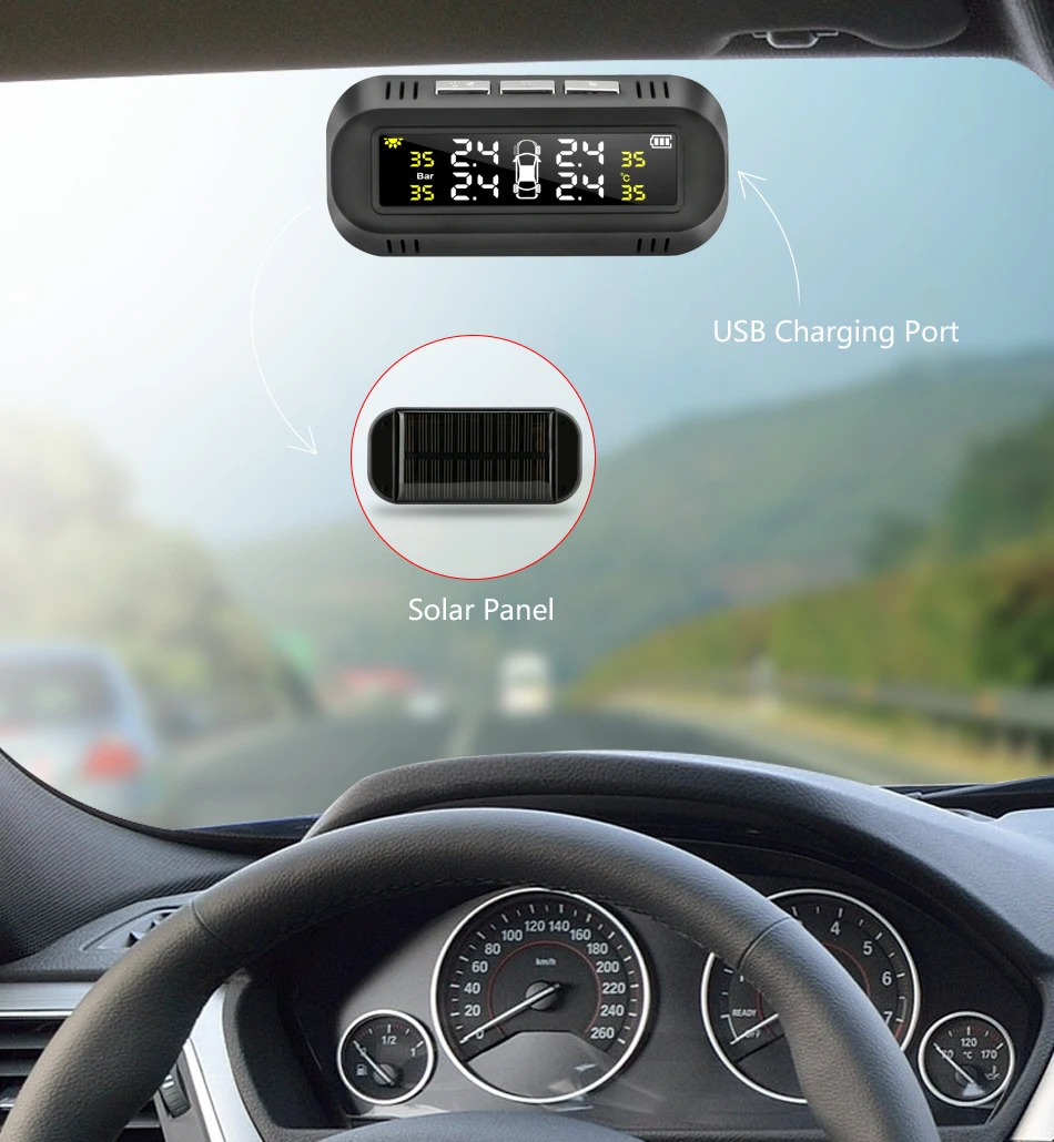Jansite TPMS система контроля давления в автомобильных шинах, система контроля солнечного заряда, интеллектуальПредупреждение предупреждение о температуре с 4 датчиками