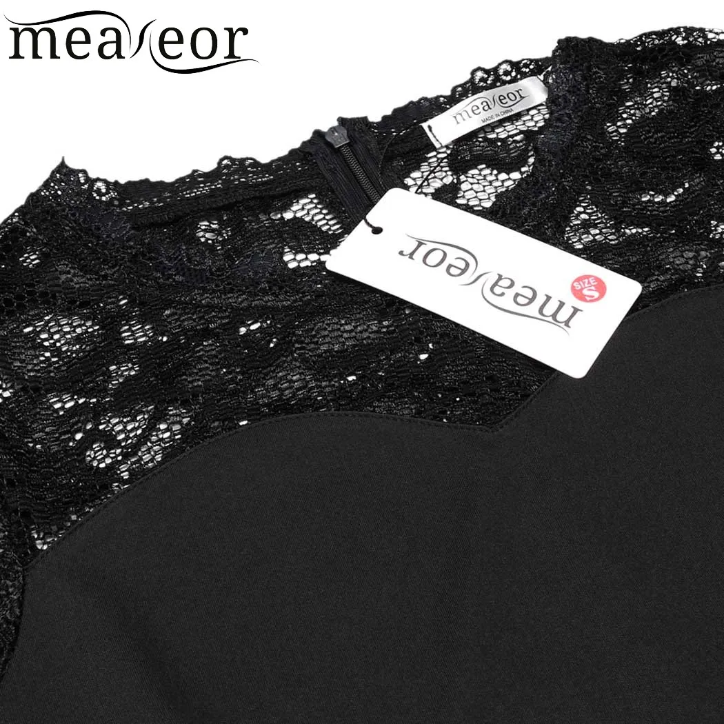 Meaneor/женское кружевное платье с круглым вырезом и коротким рукавом в стиле