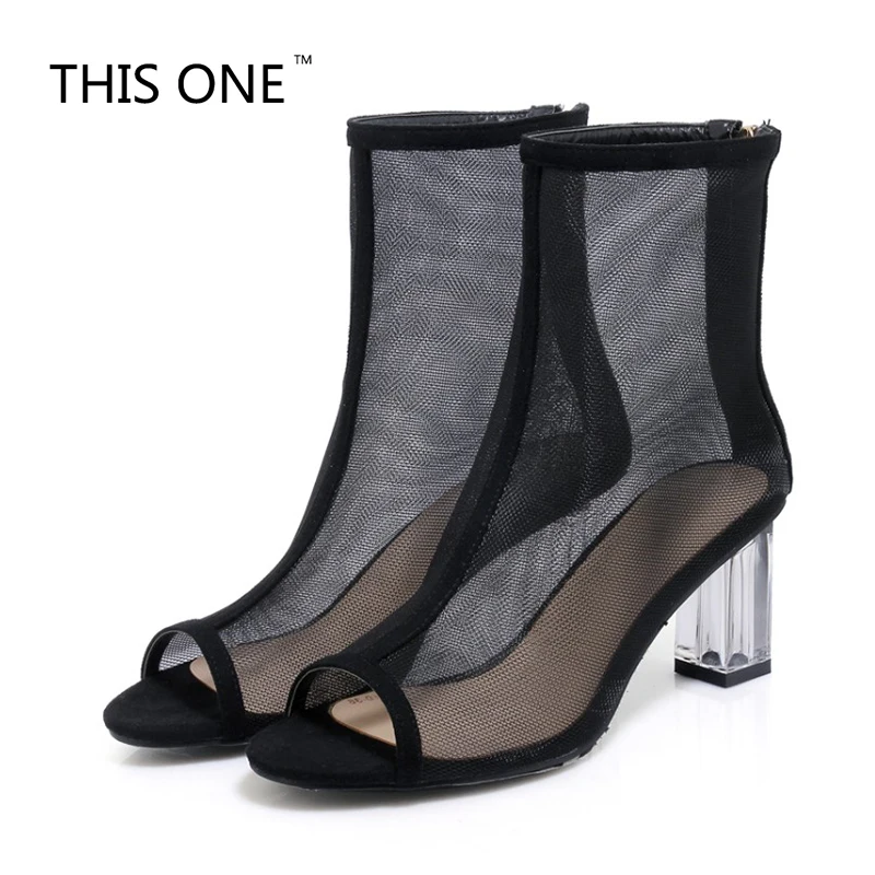 Хит продаж 2018 прозрачные ботильоны из ПВХ/сетки (воздушная сетка) ботинки на