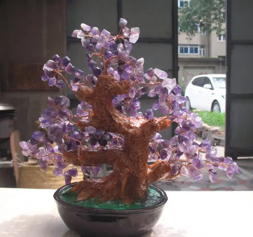 Натуральный Аметист кварц драгоценный камень дерево рейки лечение|gemston|tree lengthtree