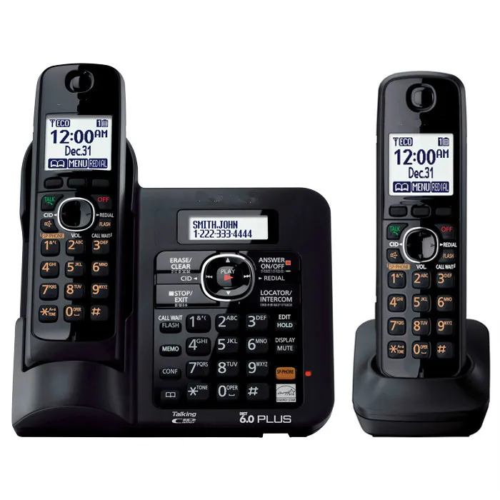 2 телефонов KX-TG6641 серии DECT 6.0 цифровой беспроводной телефон черный с автоответчик