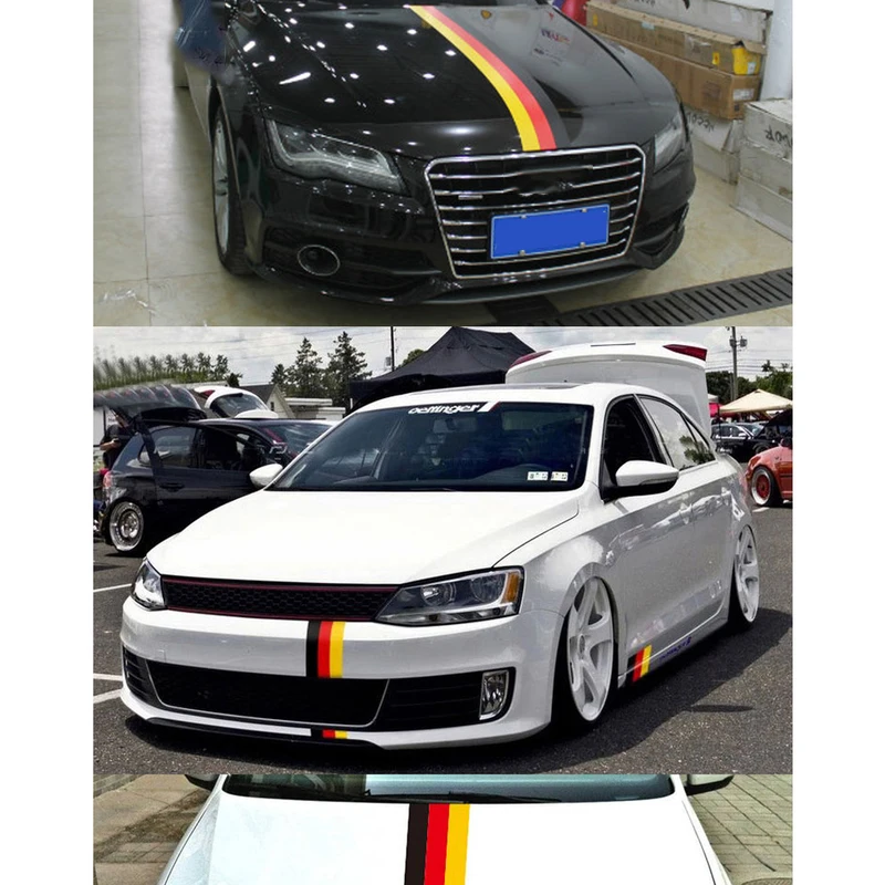 

Car-styling For German France Italy Flag 3 Colors Stripe Decal Bumper Car Body Stickers Auto Accessories