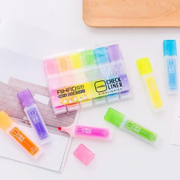 Шприц флуоресцентный большой емкости 6 цветов ручка маркер карамельных ключевые