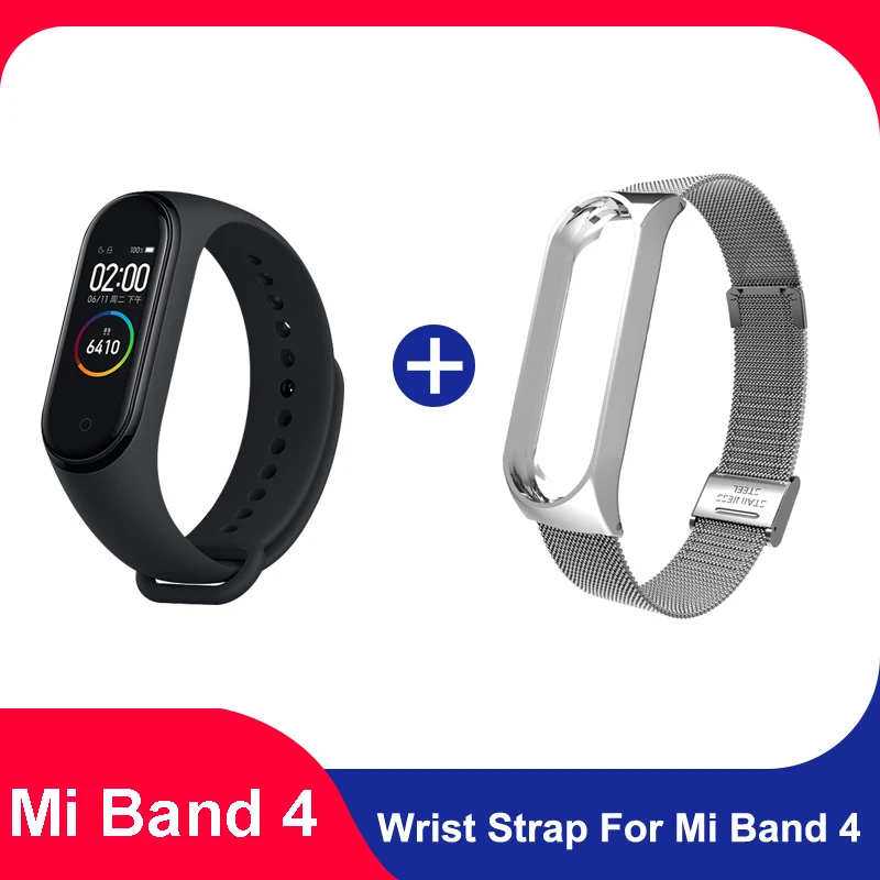 Серебристый Xiaomi mi Band 4 mi band 4 Bluetooth 5,0 Браслет фитнес-браслет AMOLED цветной сенсорный экран Музыка AI пульс - Цвет: Серебристый