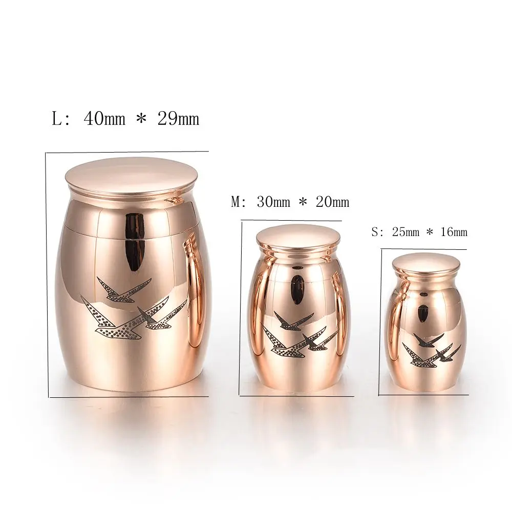 

IJU013-1 Rose Gold Seagull Pet/Human Mini Cremation Ashes Urn High Quality Stainless Steel Funeral Ashes Urn for Memorial