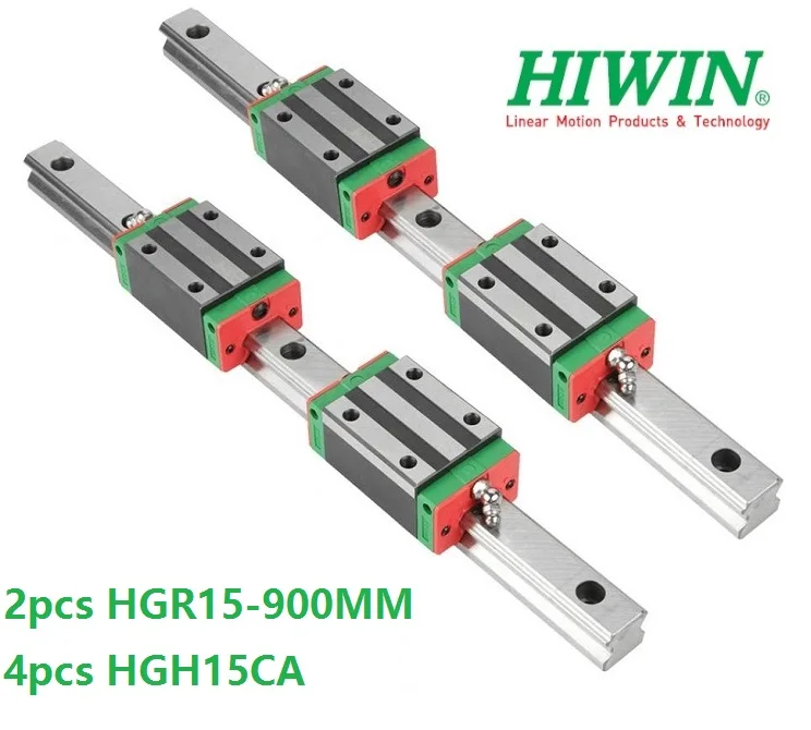 

2pcs 100% original Hiwin linear guide rail HGR15 900mm + 4pcs HGH15CA Or HGW15CA Linear Carriage Block For CNC router HGW15CC