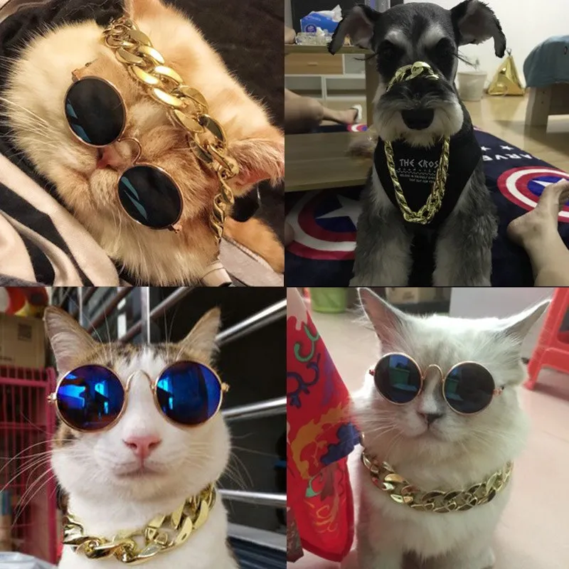 Модные аксессуары для кошек Золотое пластиковое ожерелье регулируемый
