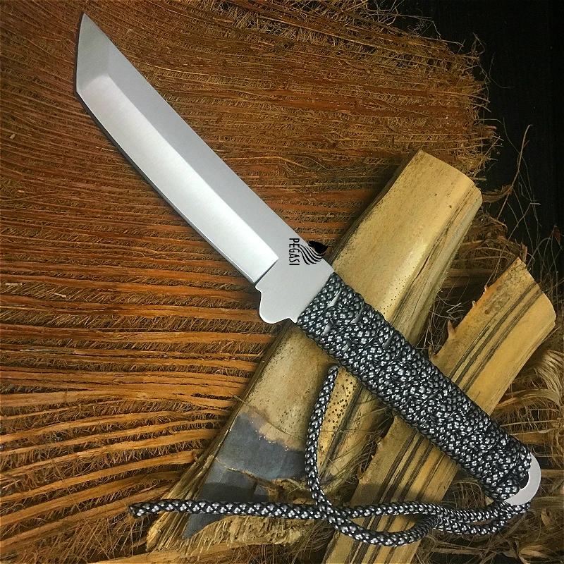 Прямой нож из хромированной стали высокой твердости портативный охотничий для