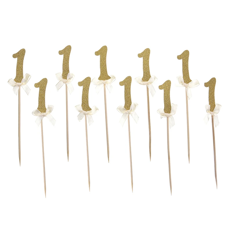 10 шт. первый день рождения кекс верхние части 1 е украшение для вечеринки