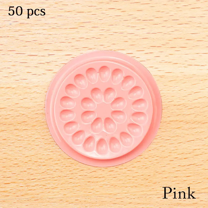 Pink 50pcs Клеевой прокладки клей-держатель для ресниц Клей поддон наращивание ресниц клеевые подушечки Подставка для ресниц пластиковый клей-держатель - Цвет: Pink 50pcs