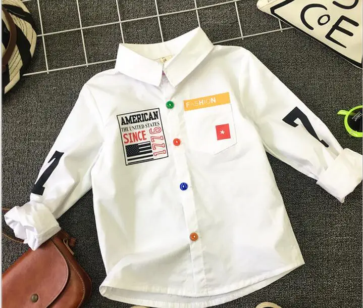 shirts Осень г. Новинка; Одежда для мальчиков Длинные рукава хлопок печатных письменная рубашка или Эффектные джинсы с дырками детская повседневная одежда детская для мальчиков зимняя, цвет черный, брюки 17S907 - Цвет: shirts