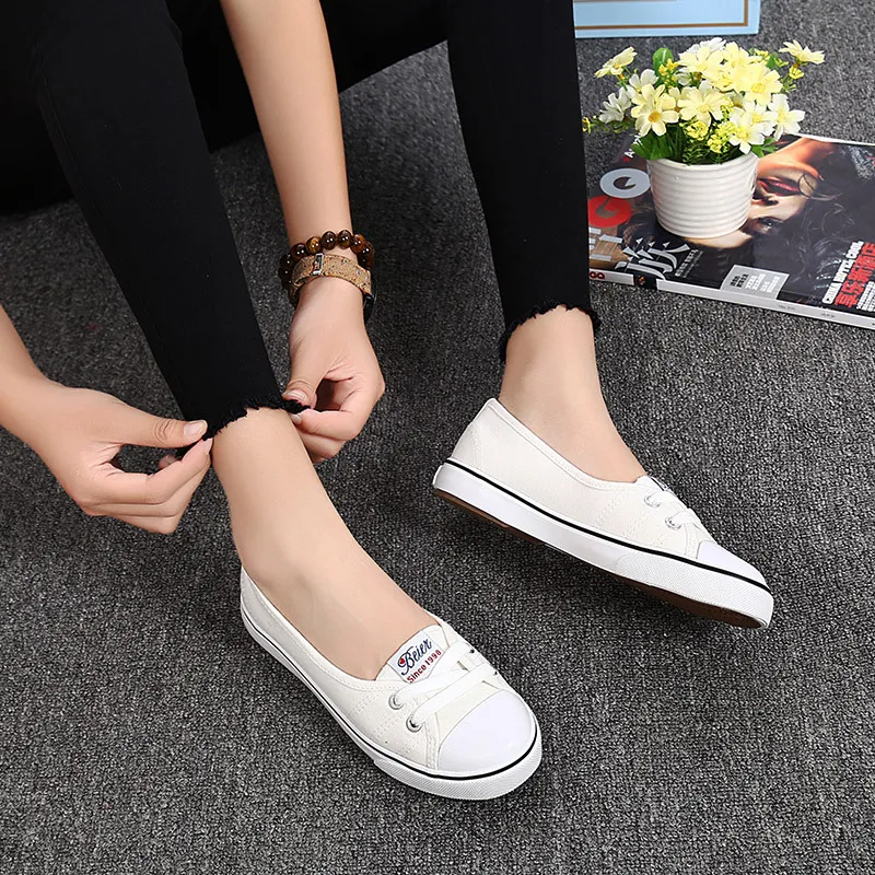 Fashion Shoes Woman 2019 Spring Summer New Casual Solid Canvas Breathable Simple Women White Sneakers | Обувь