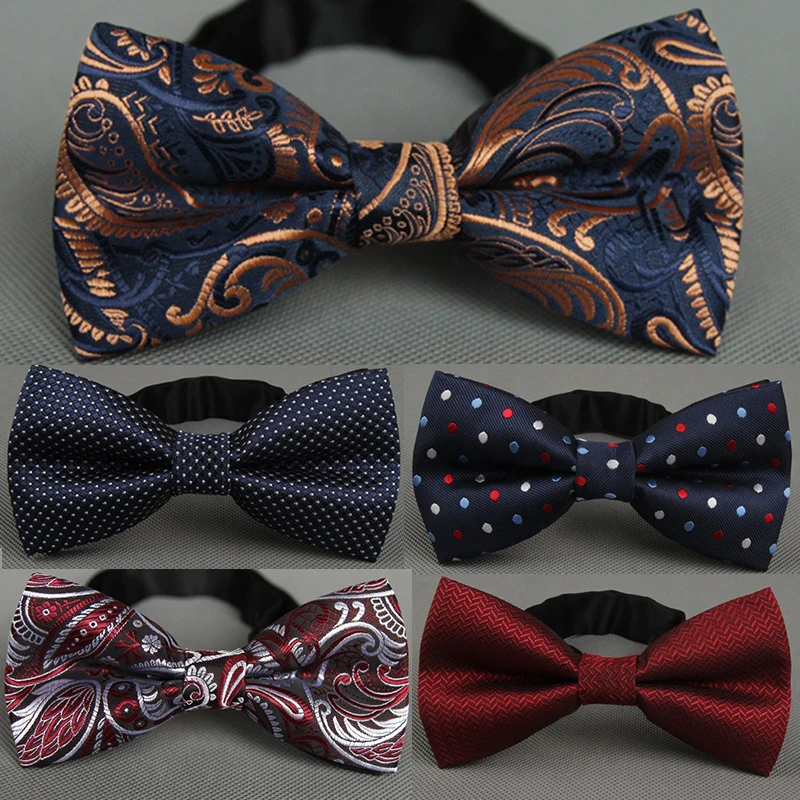 RBOCOTT Men's Bow Tie Gold Paisley Bowtie Business Wedding Bowknot Dot Blue And Black Bow Ties For Groom Party Accessories