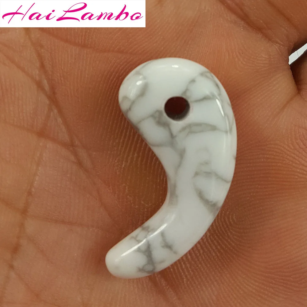 HaiLambo красивый камень Howlite резной кулон Magatama бусина Comma Классическая бижутерия на