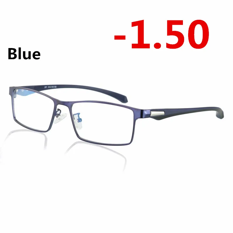 blue -1.50 Полная оправа солнцезащитные фотохромные очки для близорукости оптические мужские Студенческие очки для близорукости очки по рецепту оправа-1,0-4,0 - Цвет оправы: blue -1.50